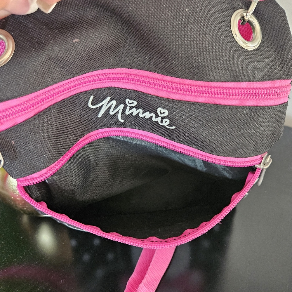 Minnie Mouse Black and Pink Crossbody Bag - Adjustable Strap - Picture 4 of 6